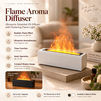 Flame Aroma Diffuser – Ultrasonic Essential Oil Diffuser with Flickering Flame Light