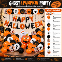 Halloween Balloon Garland Kit – Black, Orange & Purple Party Decoration Set