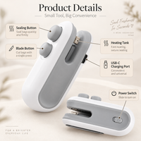 Mini 2-in-1 Bag Sealer & Cutter – Portable USB Rechargeable Food Sealer