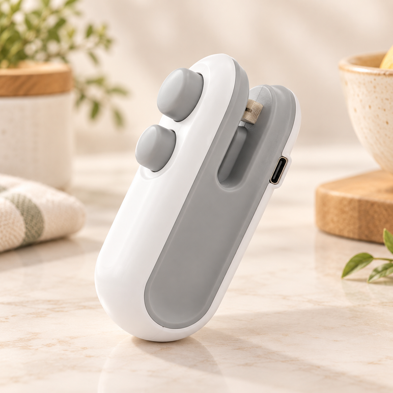 Mini 2-in-1 Bag Sealer & Cutter – Portable USB Rechargeable Food Sealer