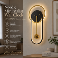 Nordic Minimalist Wall Clock – LED Backlight, Silent Sweep, Round Iron & Aluminum Design