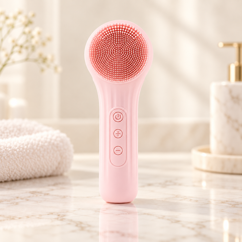 Silicone Facial Cleansing Brush – Ultrasonic Vibration & Warm Compress Massager