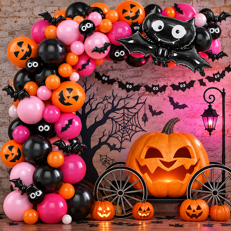 Halloween Balloon Garland Kit – Black, Orange & Purple Party Decoration Set